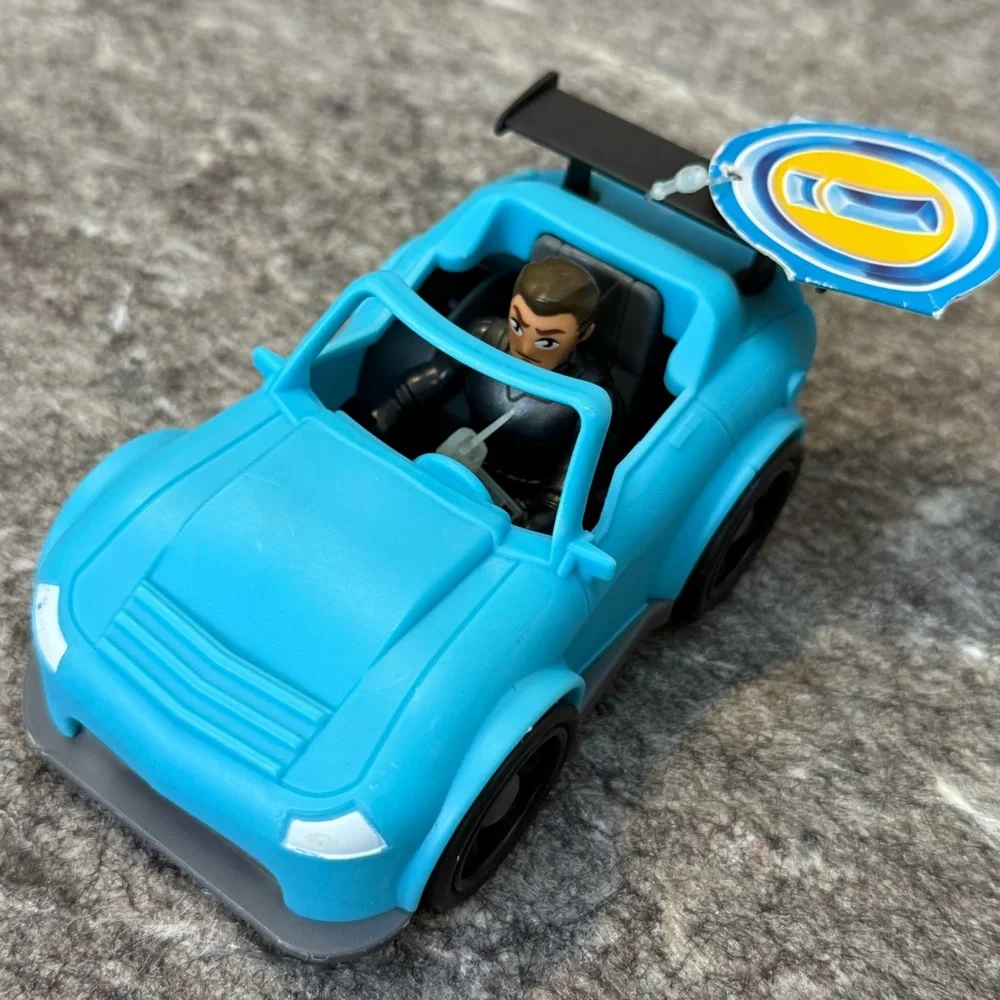 Fisher-Price Imaginenext Turbo Racer Blue Toy Car with Action Figure Push Along